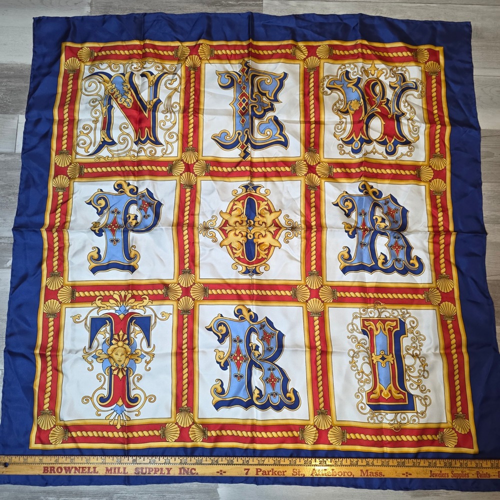 Rare Preservation Society Newport County Silk Scarf Navy Blue Red Nautical 33x33